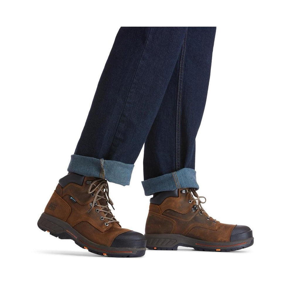 Timberland Pro Helix HD 6 Inch Composite-Toe Waterproof Work Boot Brown Angled View