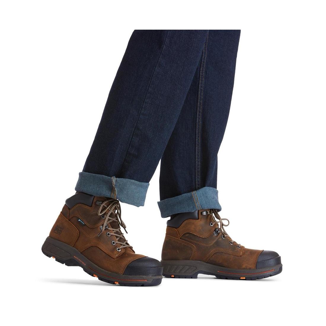 Timberland Pro Helix HD 6 Inch Composite-Toe Waterproof Work Boot Brown Angled View