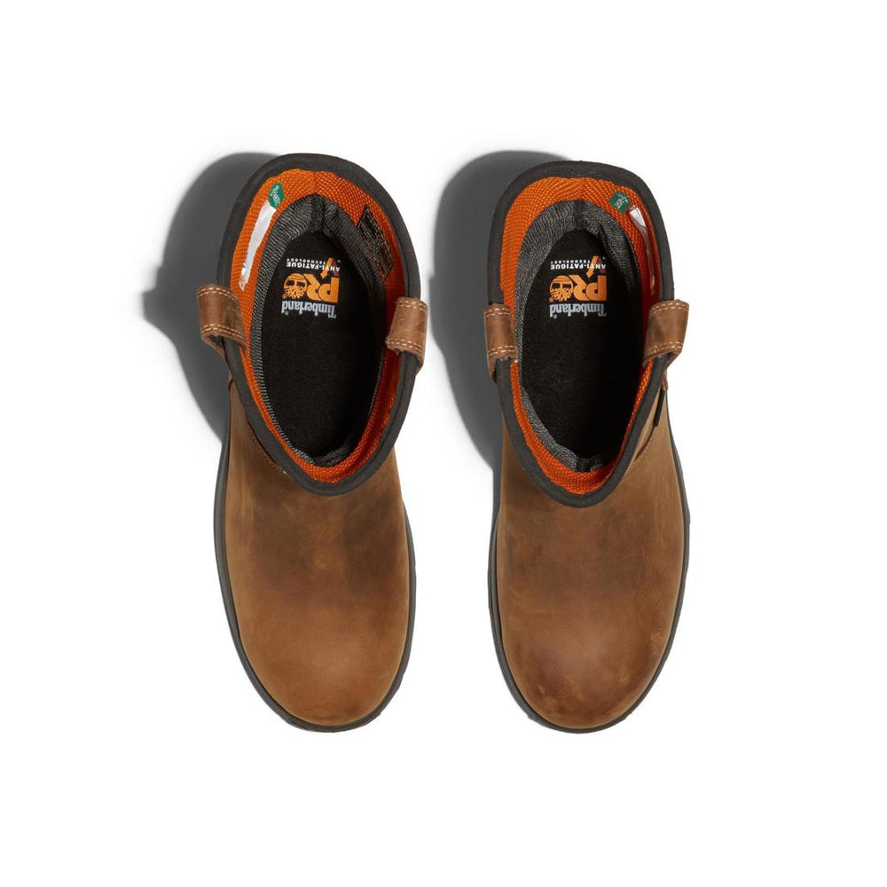 Timberland Pro Helix HD Composite-Toe Waterproof Pull-On Work Boot Brown Front-upper View