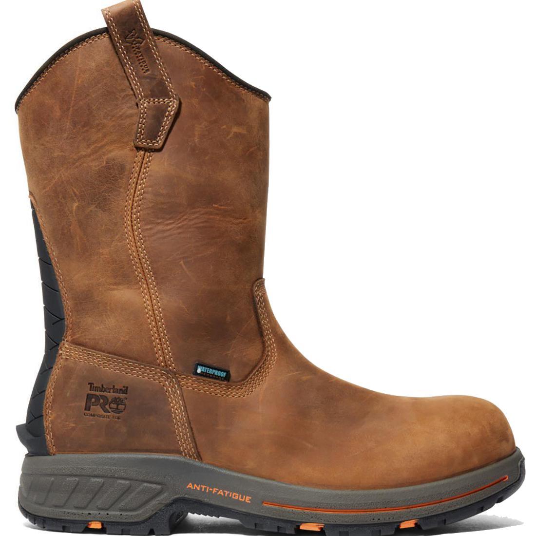 Timberland Pro Helix HD Composite-Toe Waterproof Pull-On Work Boot Brown Profile View
