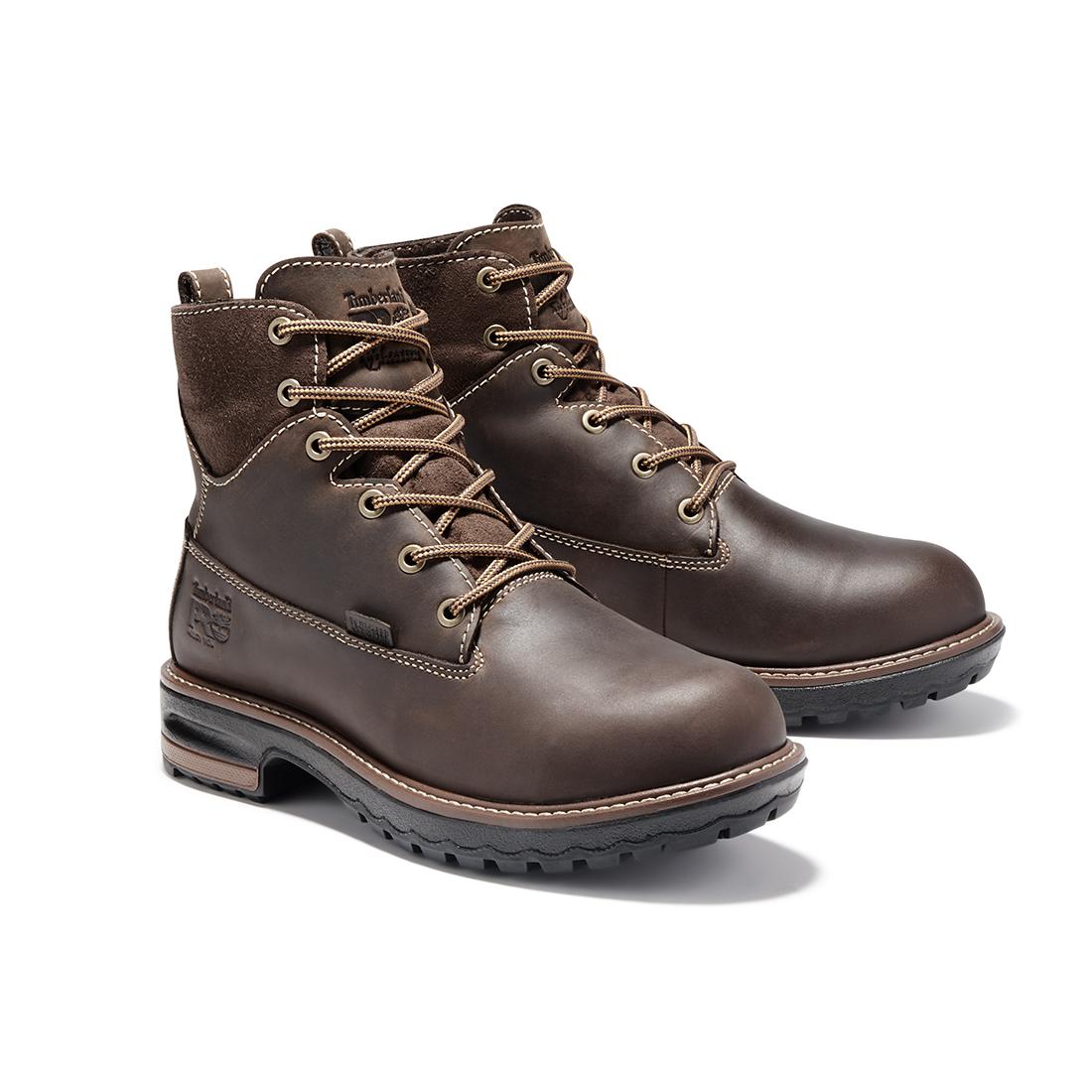 Timberland Pro Women's Hightower 6-Inch Waterproof Alloy-Toe Work Boot Coffee Brown Medial View
