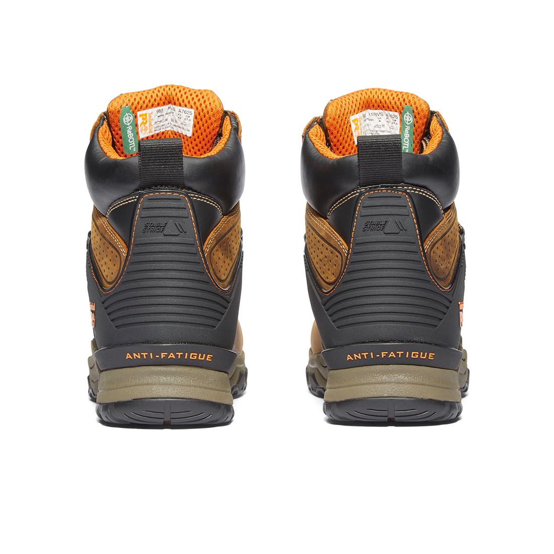 Timberland Pro Hypercharge 6-Inch Waterproof Nano-Toe Work Boot Brown Heel-Back View