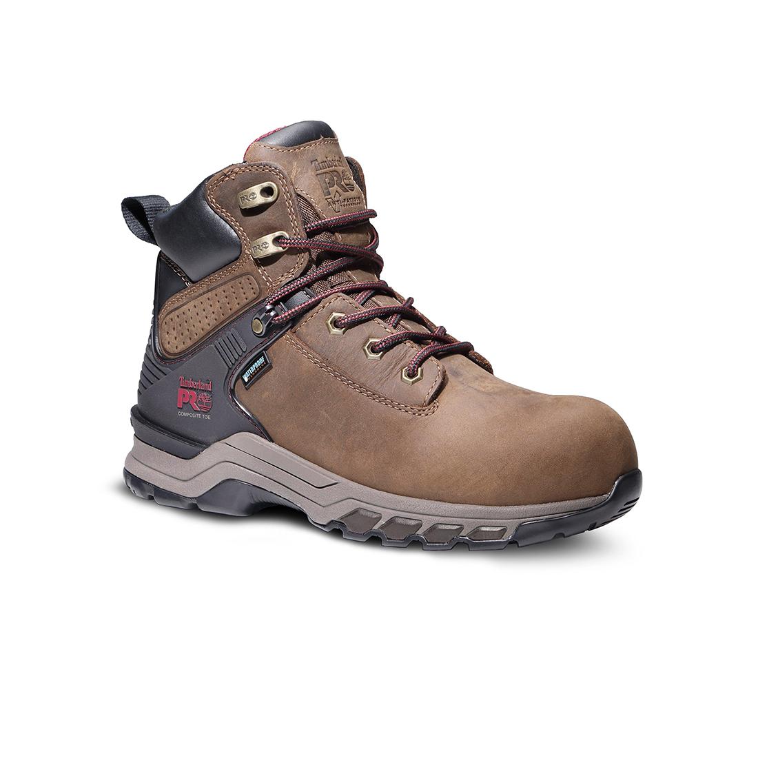 Timberland Pro Women's Hypercharge 6-Inch Waterproof Nano-Toe Work Boot Brown/Purple Medial View