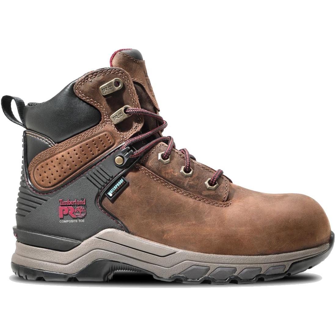 Steel Toes B2B - Women's Hypercharge 6-Inch Waterproof Nano-Toe Work Boot Brown/Purple Profile View