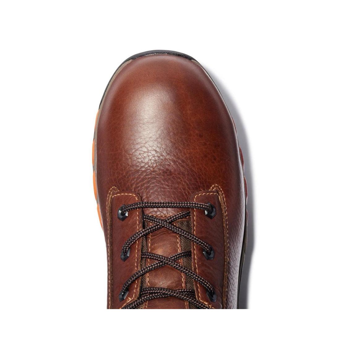 Timberland Pro Hypercharge 6 Inch Composite-Toe Waterproof Work Boot Brown Angled View