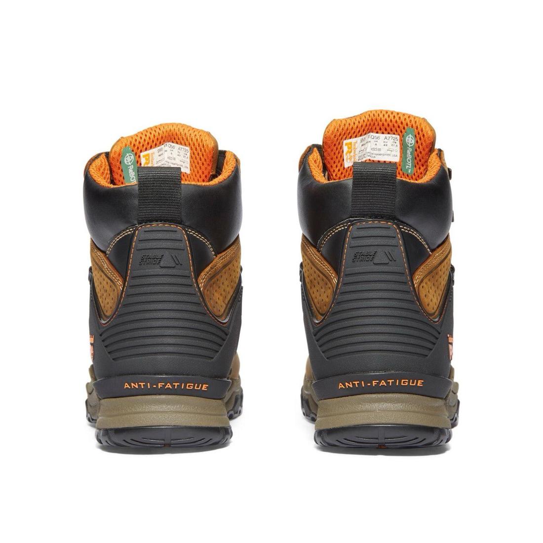 Timberland Pro Hypercharge 6 Inch Soft-Toe Waterproof Boot Brown Heel-Back View