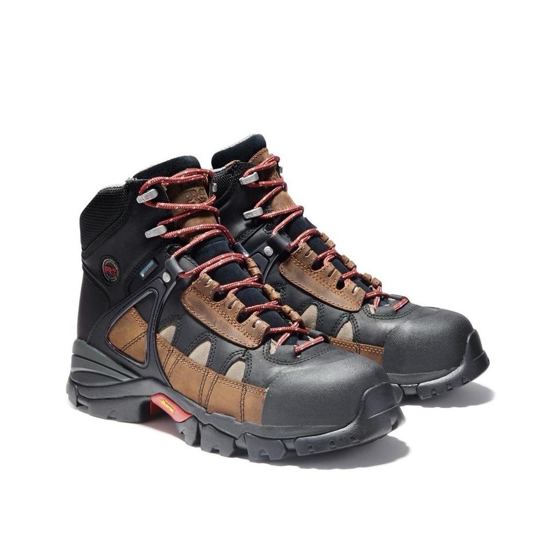 Timberland Pro Hyperion 6 Inch Alloy-Toe Waterproof Work Boot Brown Angled View