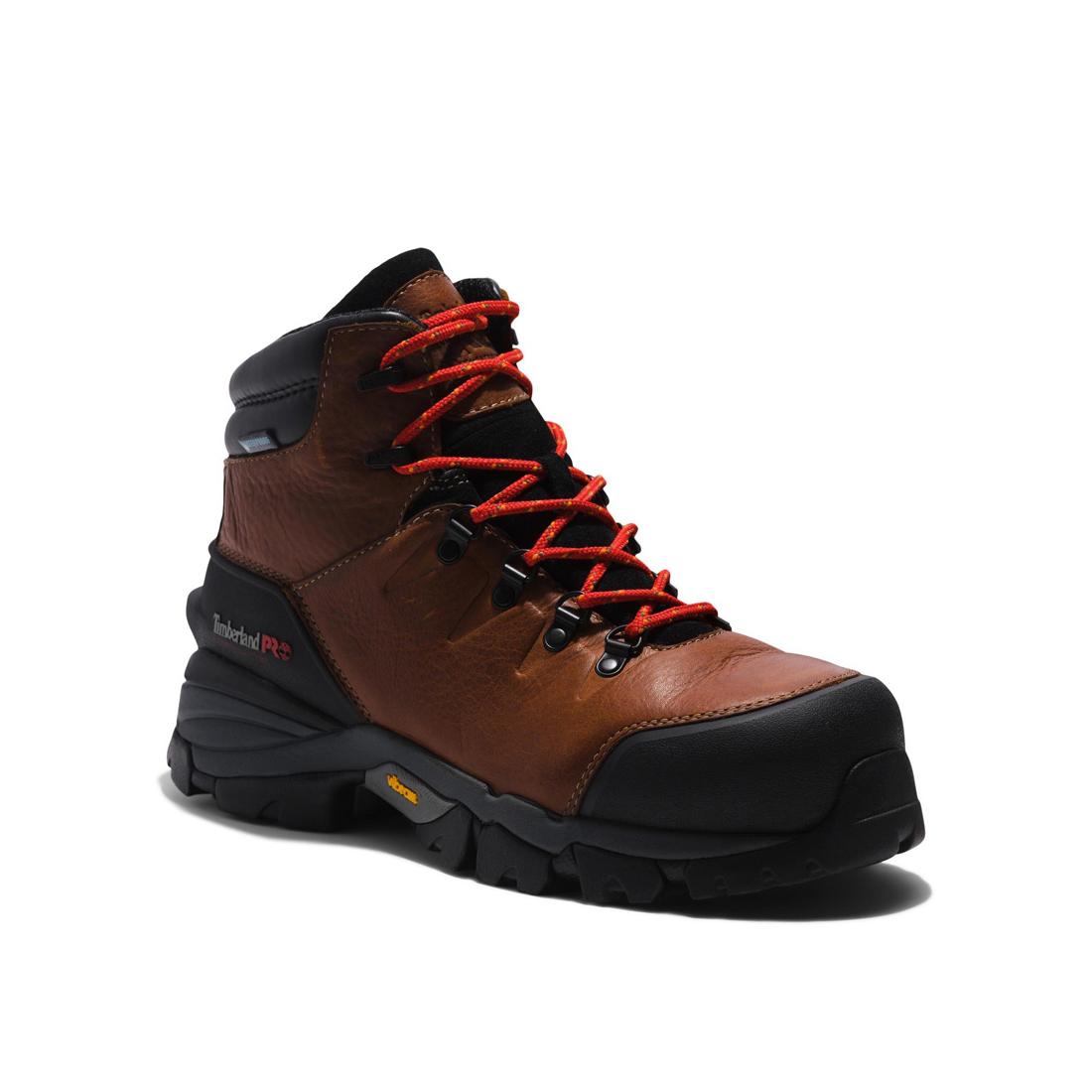 Timberland Pro Heritage Hyperion 6 Inch Composite-Toe Waterproof Work Boot Brown Medial View