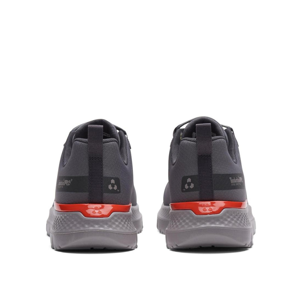 Timberland Pro Intercept Steel-Toe Oxford Work Shoe Grey Heel-Back View