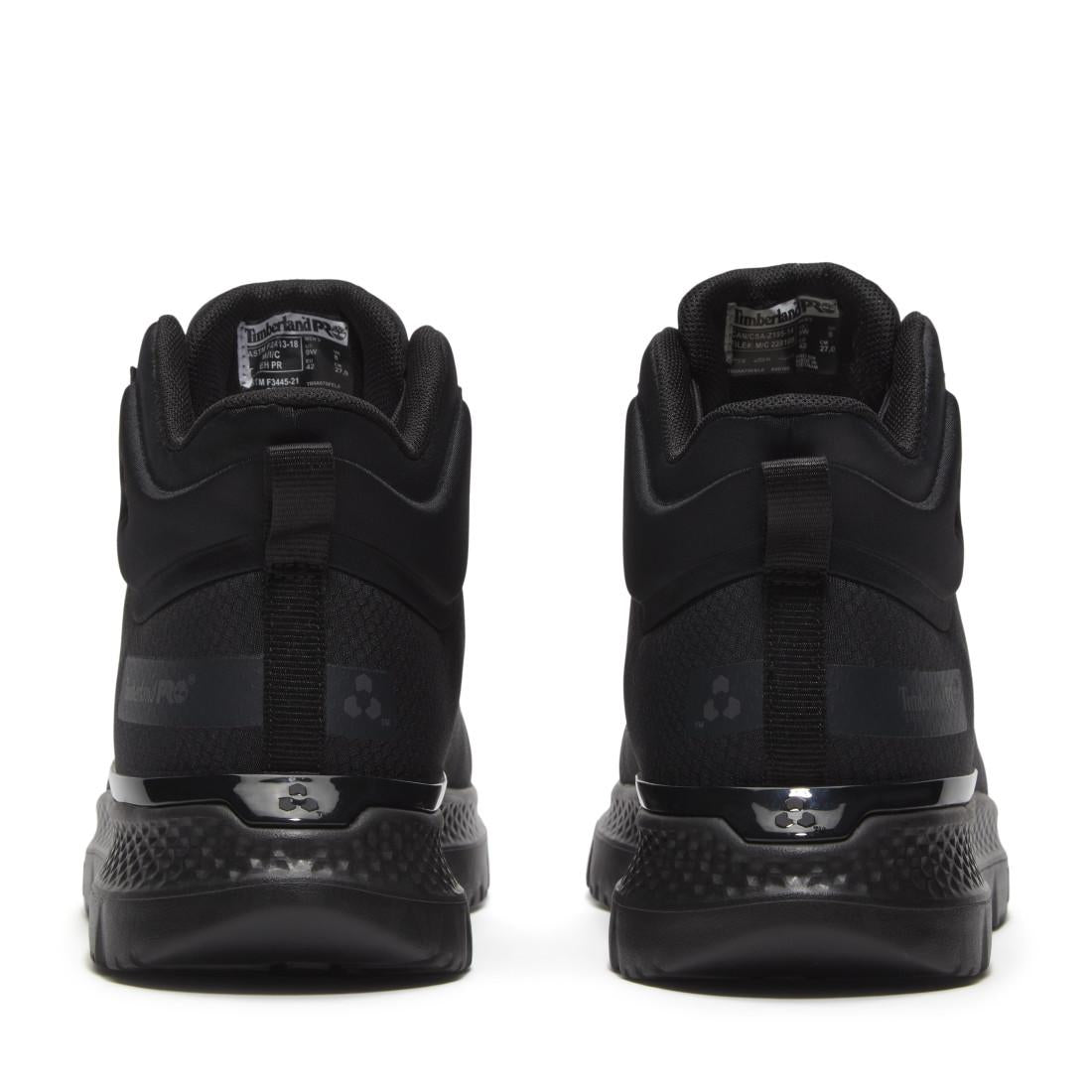 Timberland Pro Intercept Puncture Resistant Steel Toe Work Boots – Black Ripstop Heel-Back View