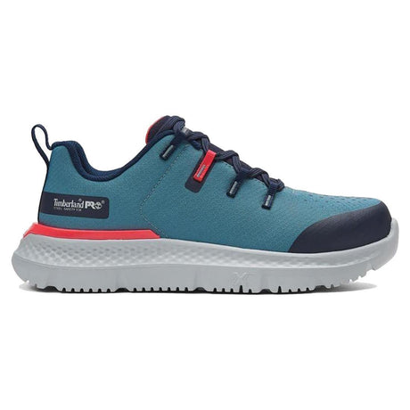 Timberland Pro Women's Intercept Steel-Toe Oxford Work Shoe Teal/Blue Profile View