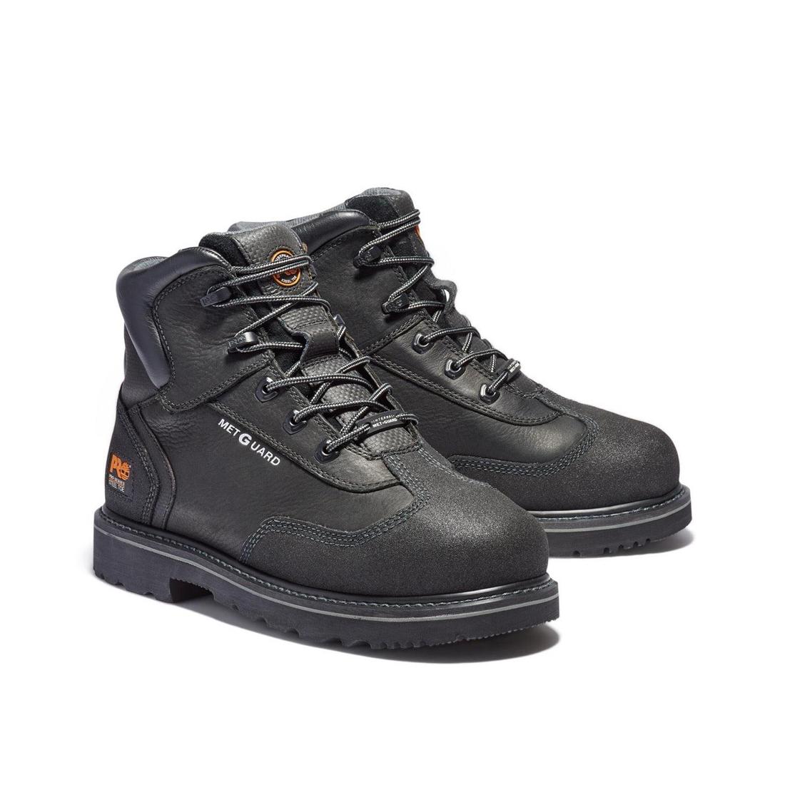 Timberland Pro Internal Met Guard 6 Inch Steel-Toe Work Boot Black Angled View