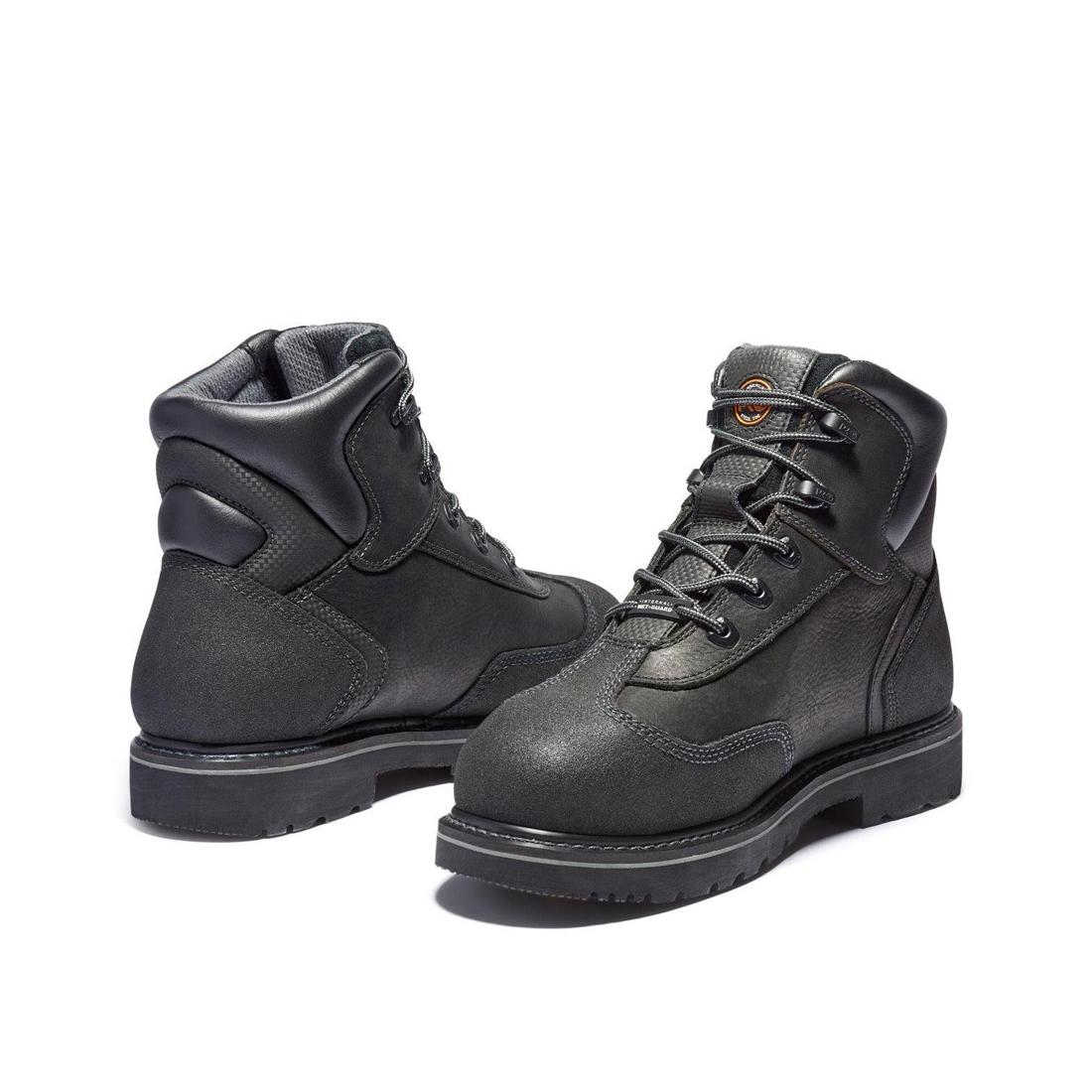 Timberland Pro Internal Met Guard 6 Inch Steel-Toe Work Boot Black Heel-Back View