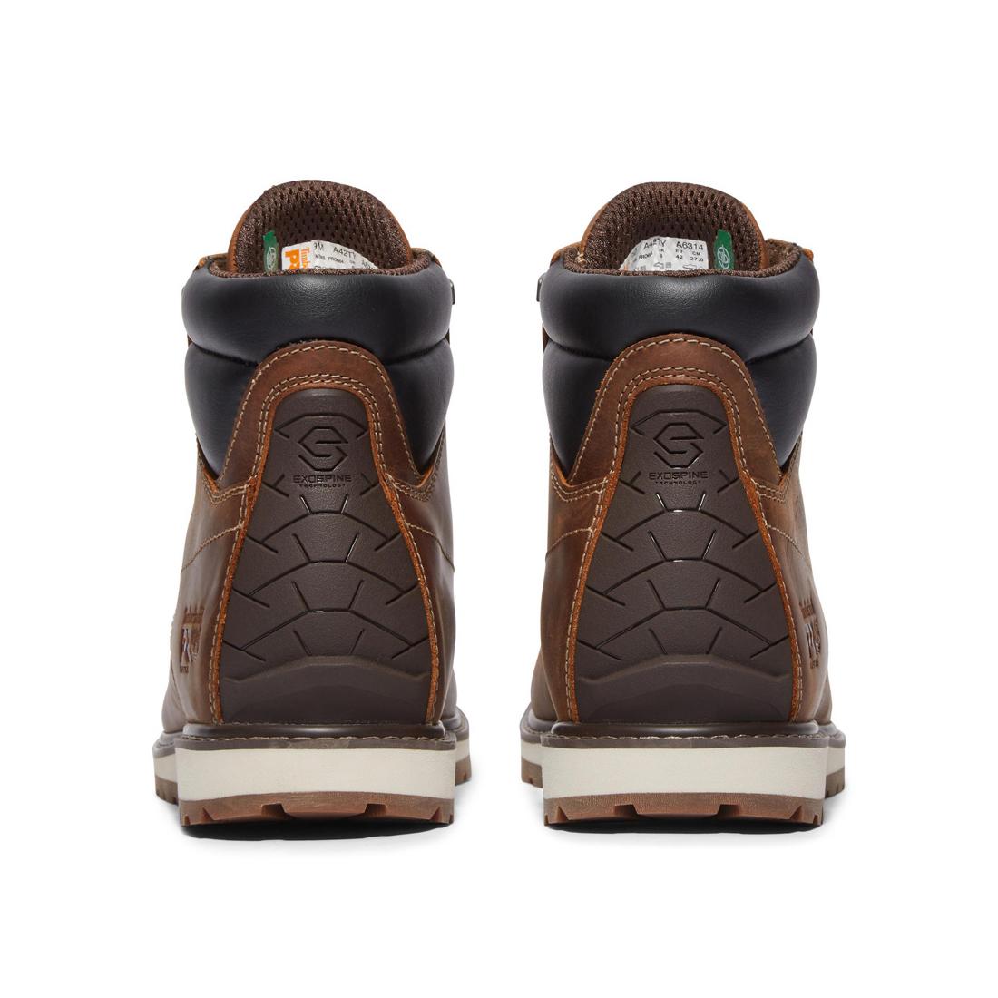 Timberland Pro Irvine 6 Inch Soft-Toe Wedge Work Boot Brown Heel-Back View