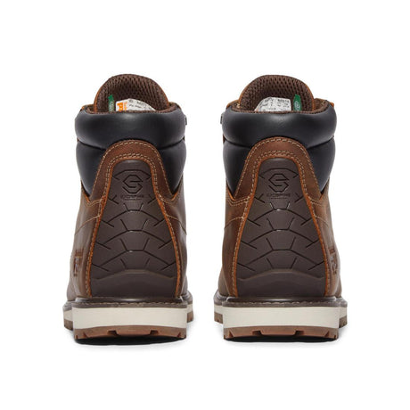 Timberland Pro Irvine 6 Inch Soft-Toe Wedge Work Boot Brown Heel-Back View