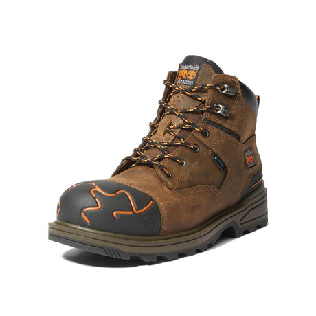 Timberland Pro Magnitude 6 Inch Composite-Toe Waterproof Work Boot Orange and Brown Detail View