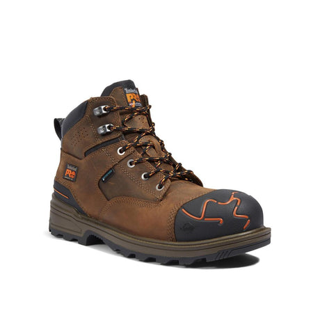 Timberland Pro Magnitude 6 Inch Composite-Toe Waterproof Work Boot Orange and Brown Medial View
