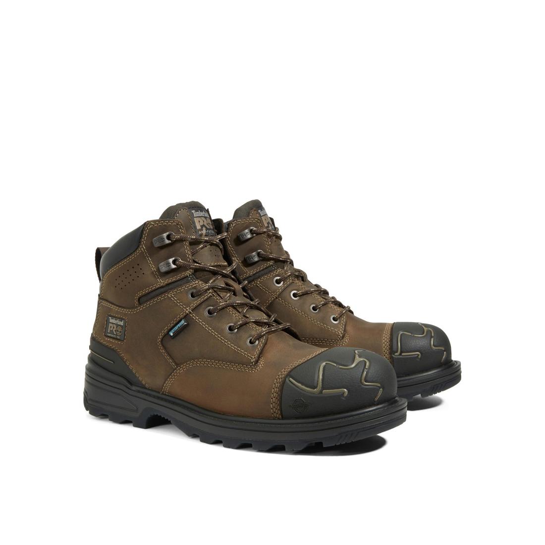 Timberland Pro Magnitude 6 Inch Composite-Toe Waterproof Work Boot Brown Angled View