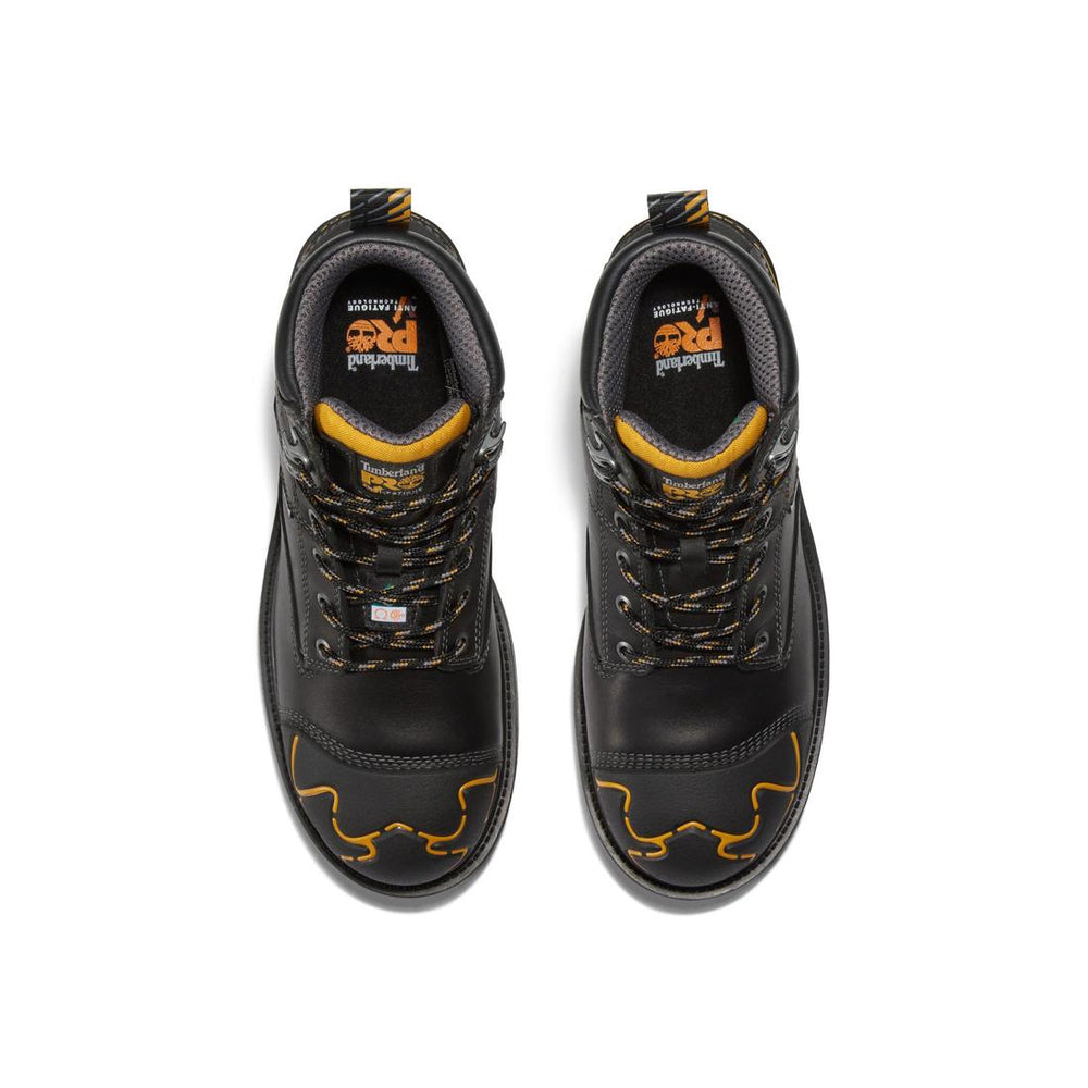 Timberland Pro Magnitude 6 Inch Composite-Toe Waterproof PR Work Boot Black Front-upper View