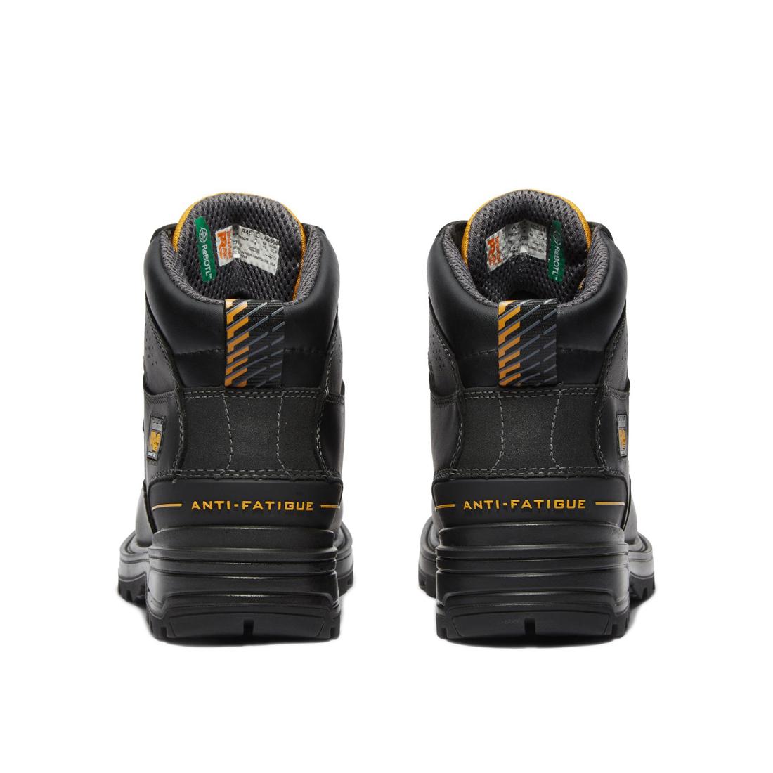 Timberland Pro Magnitude 6 Inch Composite-Toe Waterproof PR Work Boot Black Heel-Back View