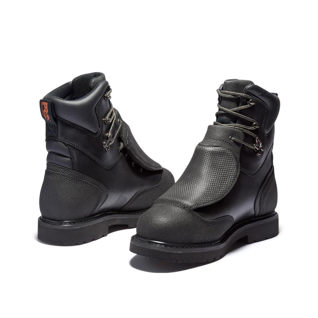 Timberland Pro Met Guard 8 Inch Steel-Toe Waterproof Work Boot Black Heel-Back View