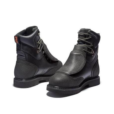 Timberland Pro Met Guard 8 Inch Steel-Toe Waterproof Work Boot Black Heel-Back View