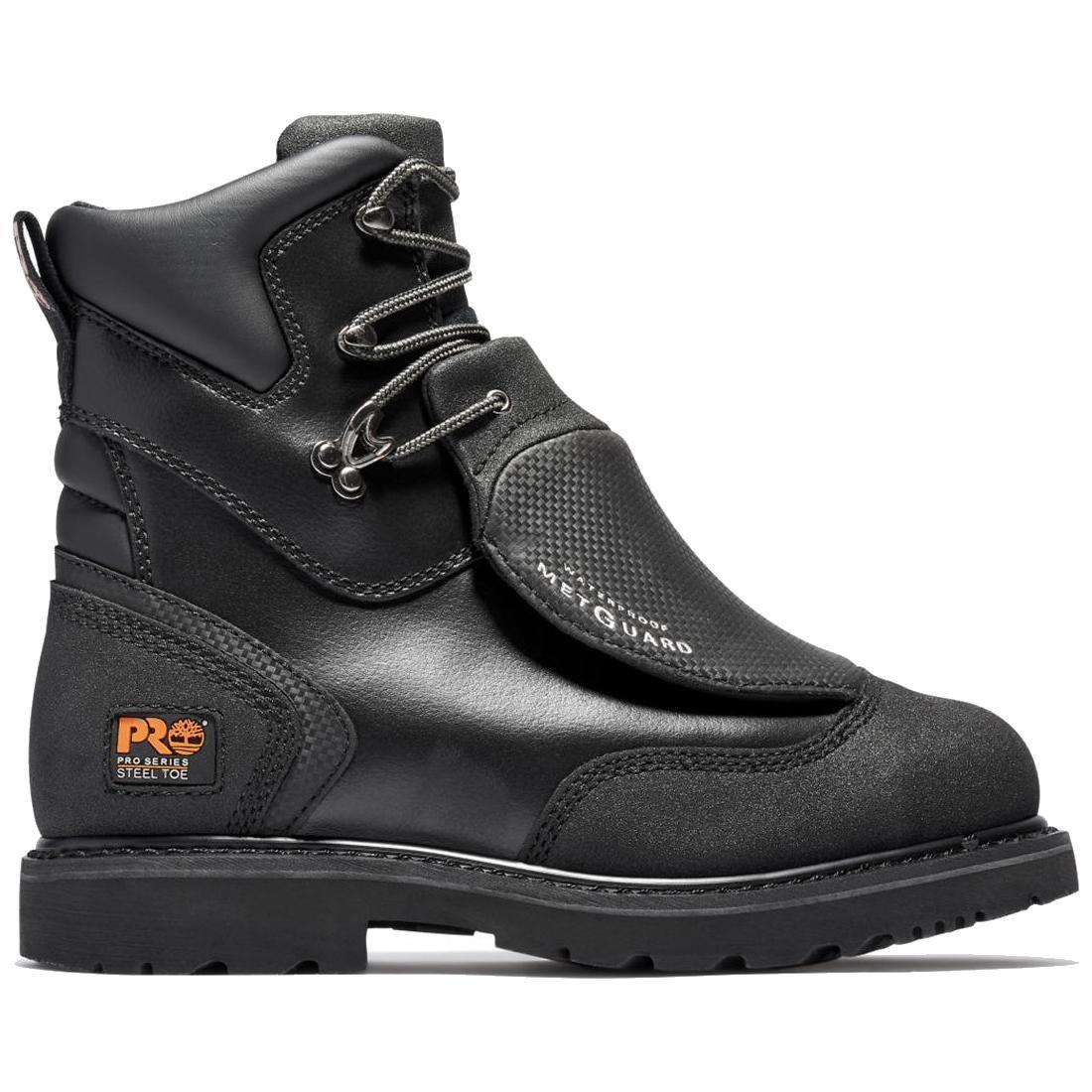 Timberland Pro Met Guard 8 Inch Steel-Toe Waterproof Work Boot Black Profile View