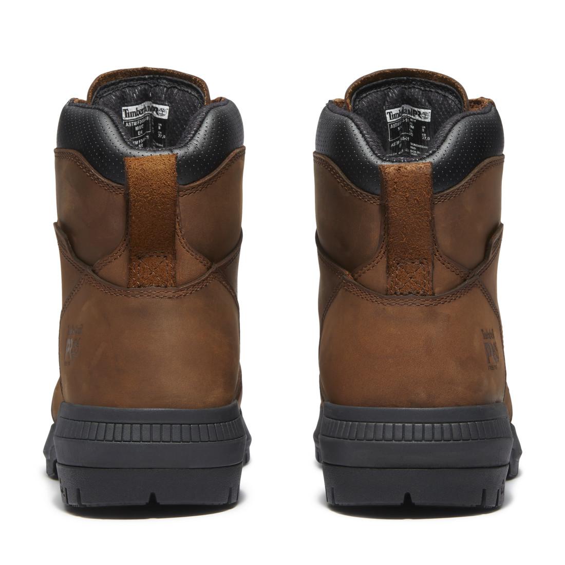 Timberland Pro Montauk Waterproof Steel Toe Work Boots – Medium Brown Heel-Back View