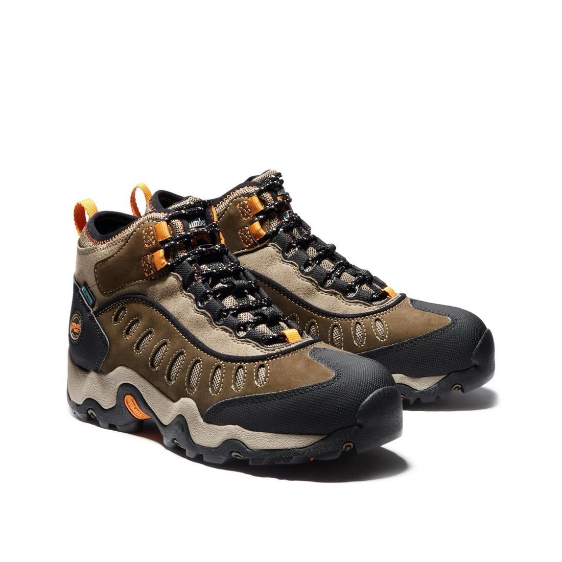 Timberland Pro Mudslinger Steel-Toe Waterproof Work Boot Brown Angled View