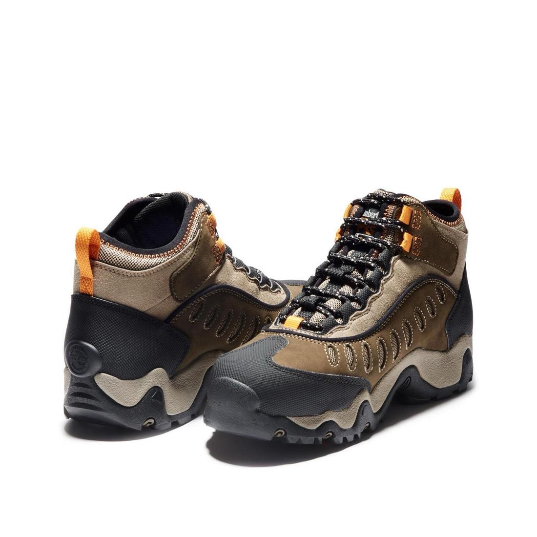 Timberland Pro Mudslinger Steel-Toe Waterproof Work Boot Brown Heel-Back View