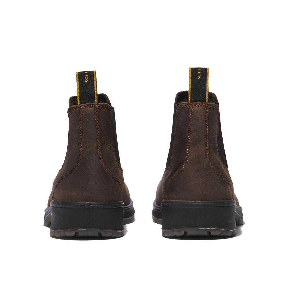 Timberland Pro Nashoba Soft Toe Chelsea Work Boot Brown Heel-Back View