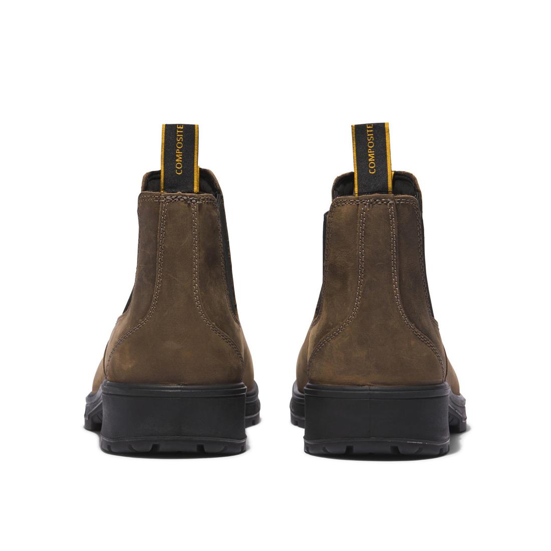 Timberland Pro Nashoba Composite-Toe Chelsea Work Boot Brown Heel-Back View