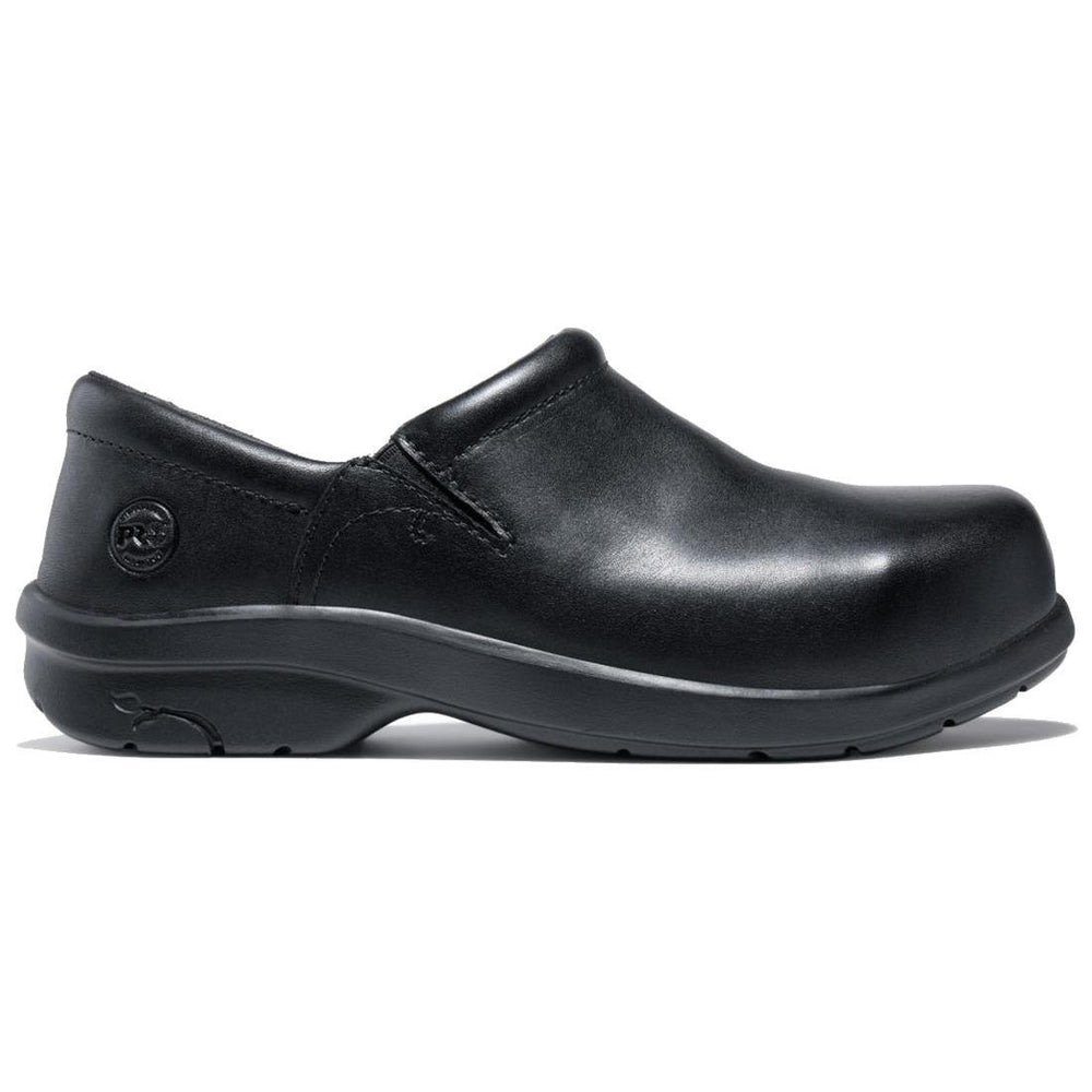 Timberland Pro Women's Newbury Alloy-Toe Slip-On Work Shoe Black Profile View