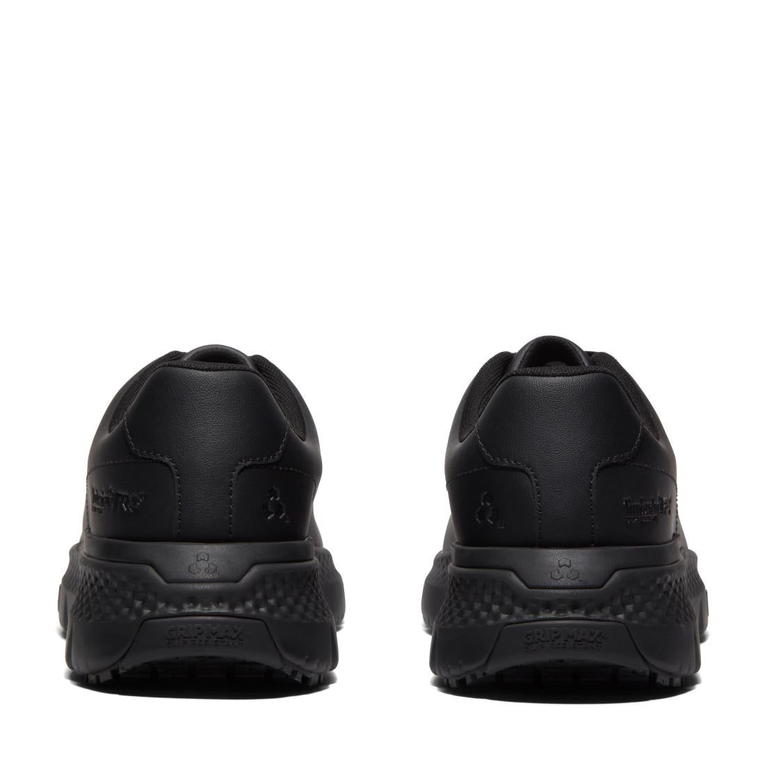 Timberland Pro Power Shift Slip Resistant Shoes – Black Leather Heel-Back View