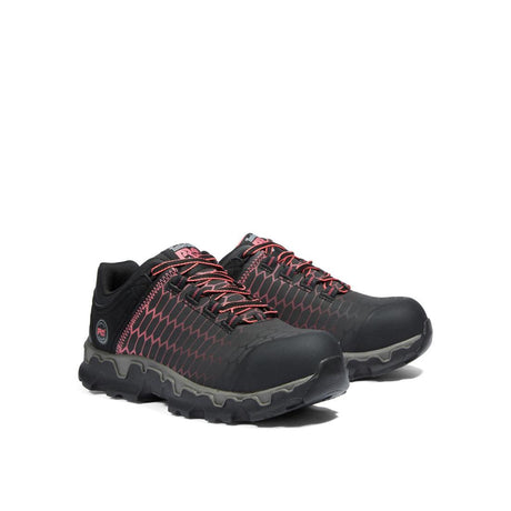 Timberland Pro Women's Powertrain Sport Alloy-Toe Work Shoe Black/Pink Detail View