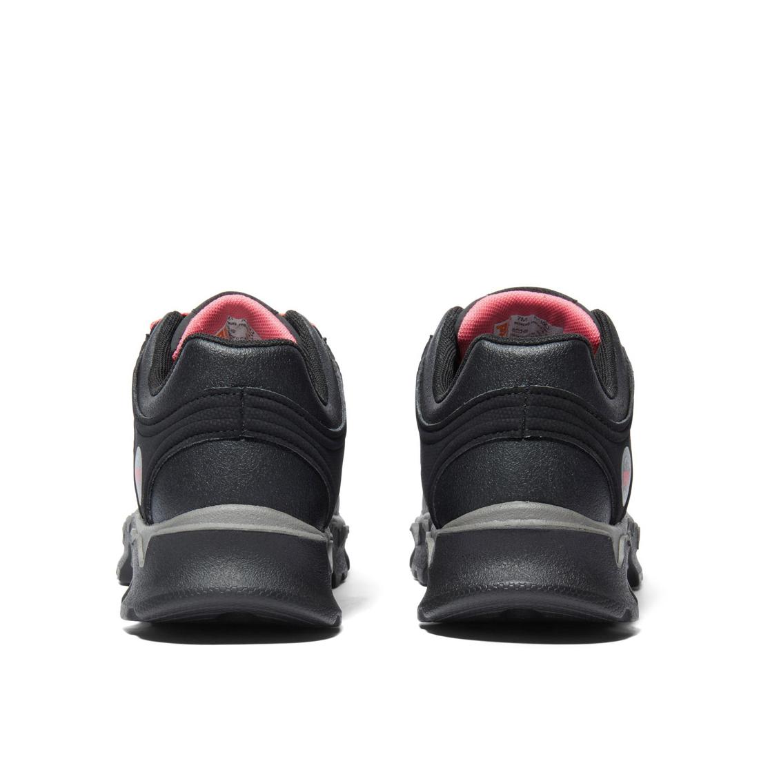 Timberland Pro Women's Powertrain Sport Alloy-Toe Work Shoe Black/Pink Heel-Back View