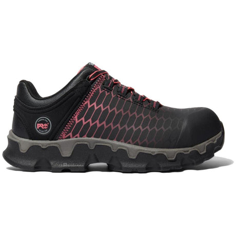 Timberland Pro Women's Powertrain Sport Alloy-Toe Work Shoe Black/Pink Profile View