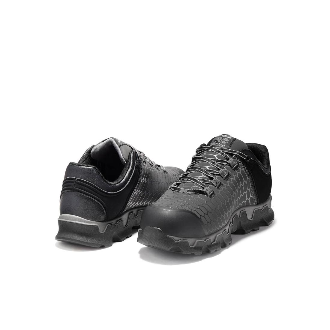 Timberland Pro Powertrain Sport Alloy-Toe Work Shoe Grey/Black Heel-Back View