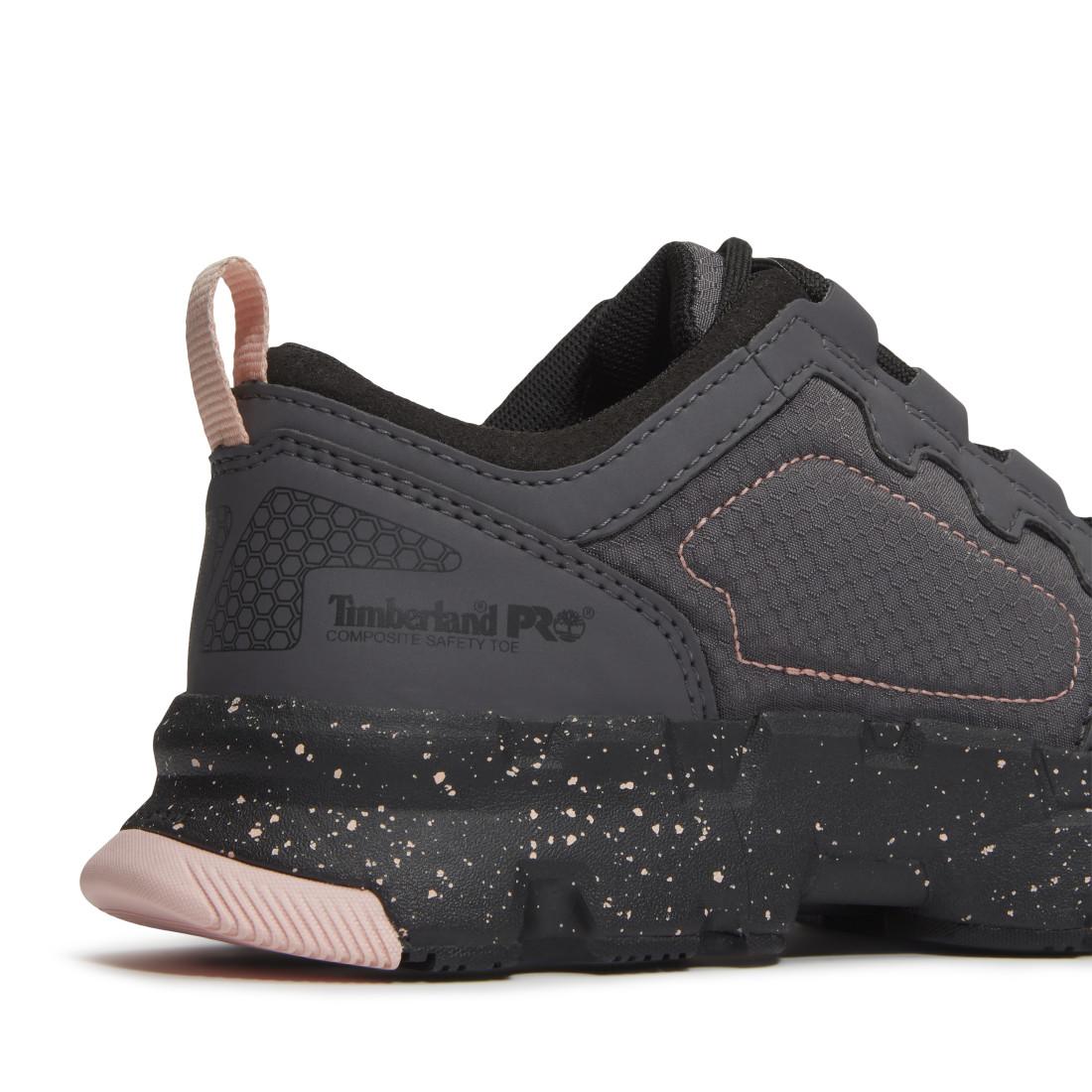 Timberland Pro Powertrain EV SD10 Women’s Comp-Toe Work Shoes – Grey And Pink Detail View