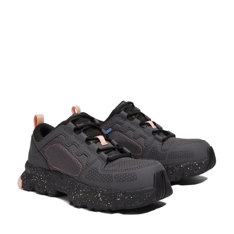 Timberland Pro Powertrain EV SD10 Women’s Comp-Toe Work Shoes – Grey And Pink Front-upper View