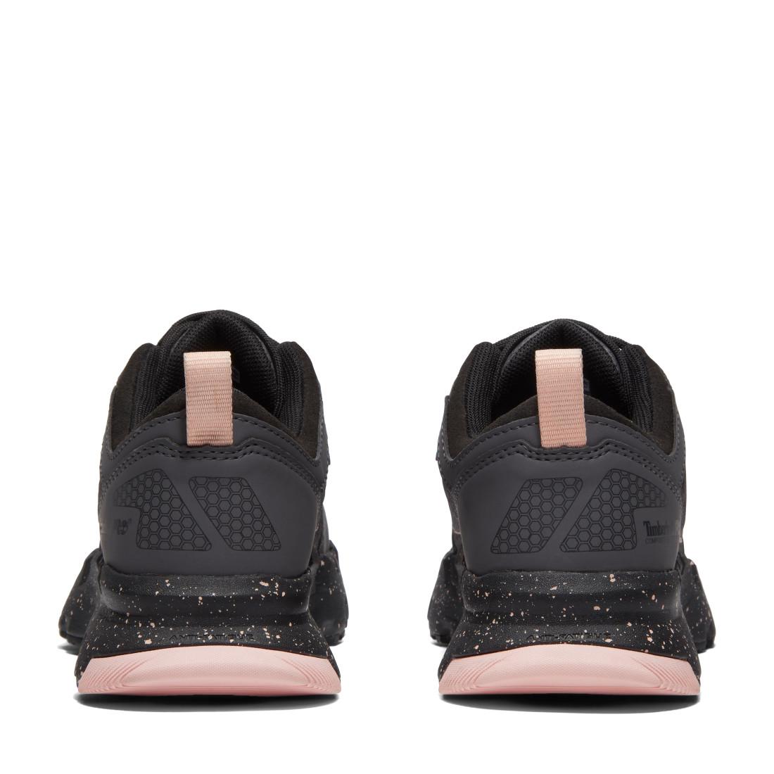 Timberland Pro Powertrain EV SD10 Women’s Comp-Toe Work Shoes – Grey And Pink Heel-Back View