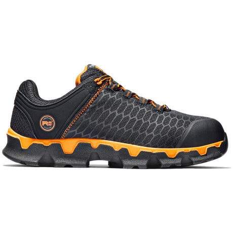 Timberland Pro Powertrain Sport Alloy-Toe Work Shoe Black Orange Profile View
