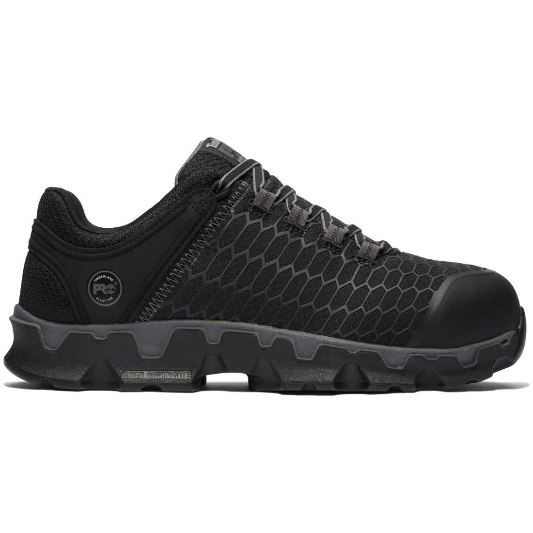 Timberland Pro Powertrain Sport Alloy-Toe Work Shoe Black/Grey Profile View