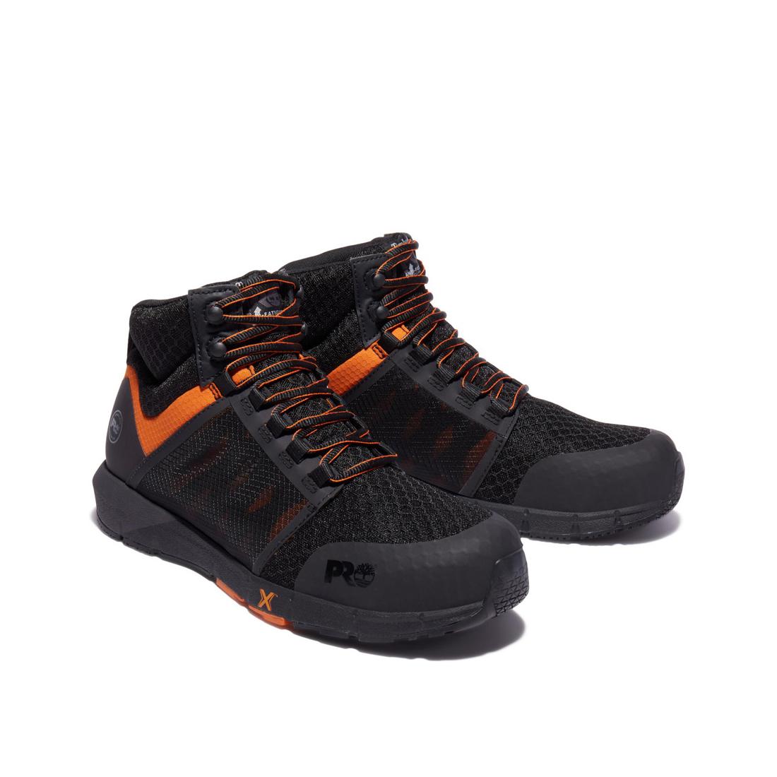 Timberland Pro Radius Composite-Toe Work Boot Black/Orange Angled View