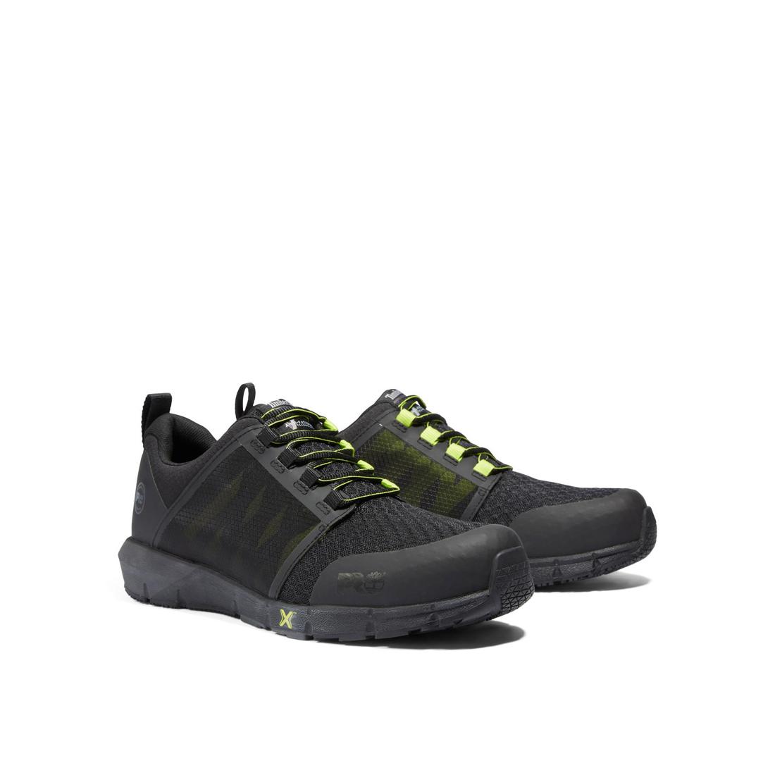 Timberland Pro Radius Composite-Toe Work Shoe Black/Yellow Angled View
