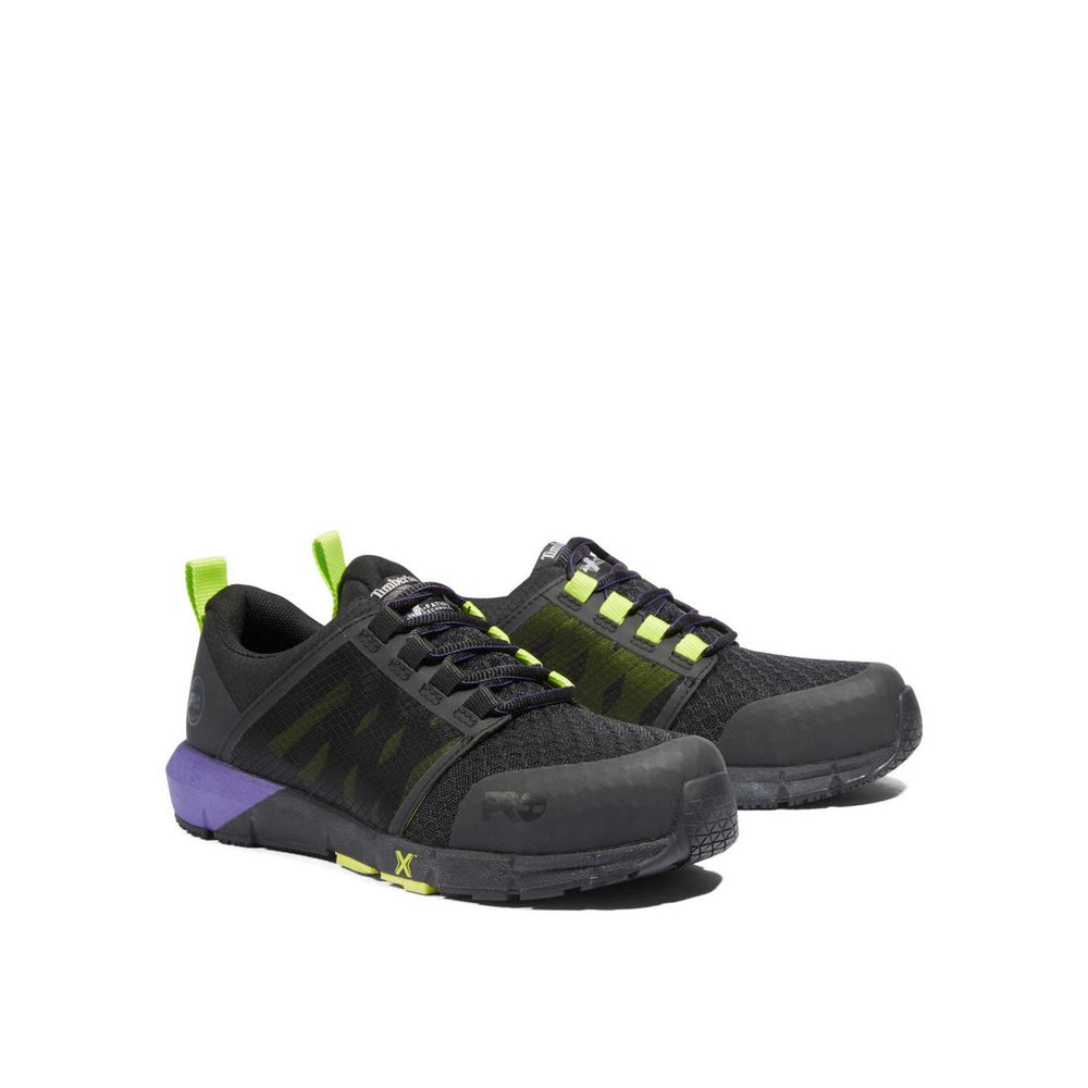 Timberland Pro Women's Radius Composite-Toe Work Shoe Black/Purple Angled View