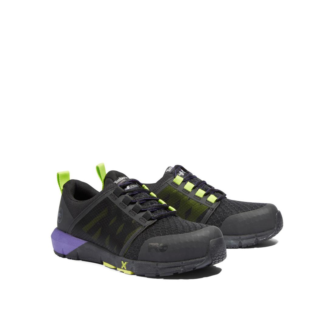 Timberland Pro Women's Radius Composite-Toe Work Shoe Black/Purple Angled View