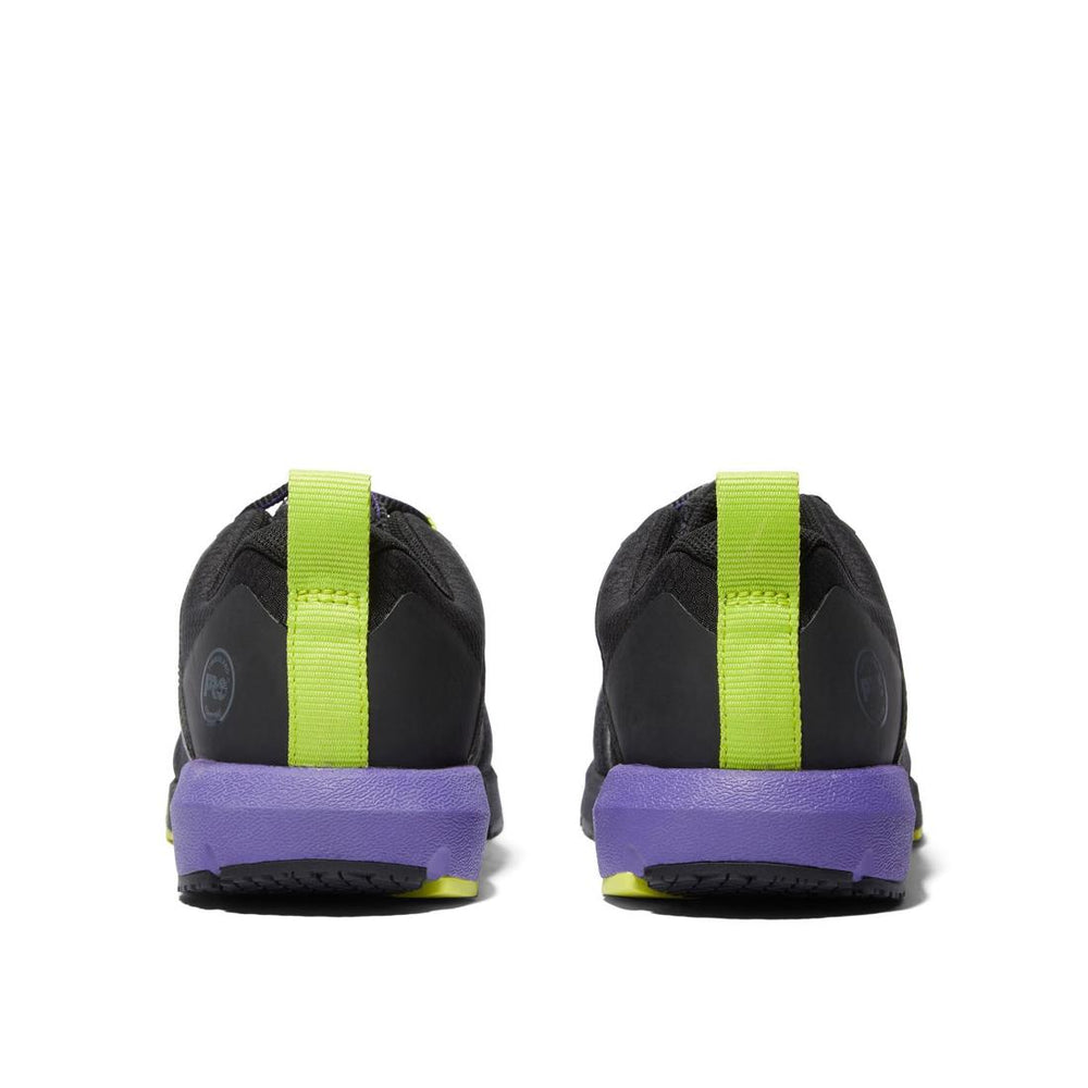 Timberland Pro Women's Radius Composite-Toe Work Shoe Black/Purple Heel-Back View