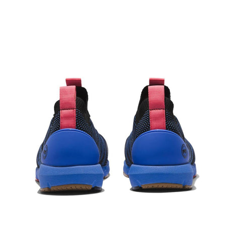 Timberland Pro Women's Radius Knit Composite-Toe Work Shoe Black/Blue Heel-Back View