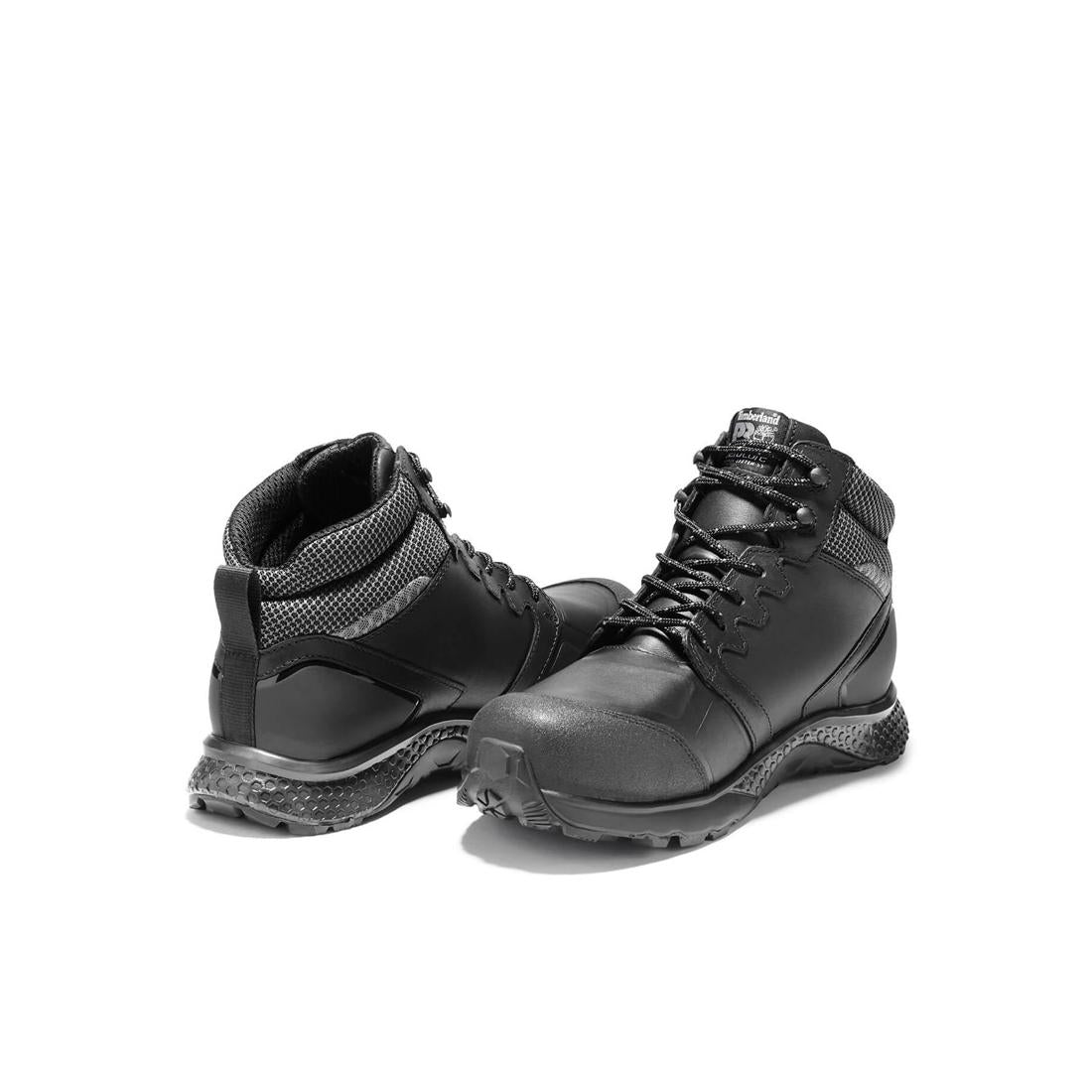 Timberland Pro Reaxion Composite-Toe Waterproof Work Boot Black Heel-Back View